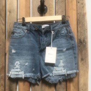 Blue jean high waisted shorts